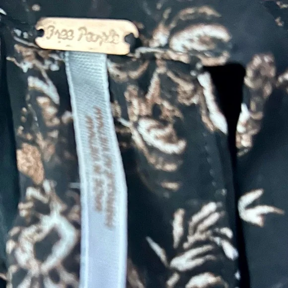 Free People Black/Brown Floral Halter Mini Dress with Brown Print - Picture 5 of 6